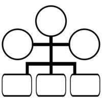 Abstract illustration of a hierarchical structure with interconnected circles and rectangles, representing a network or organizational chart. vector