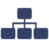 Abstract illustration of a hierarchical structure represented by interconnected rectangular shapes in a dark blue color palette, symbolizing a network or organizational chart. vector