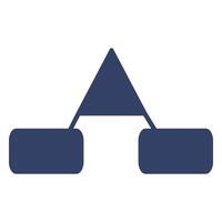 Abstract illustration of a minimalist flowchart featuring a central triangle connecting two rectangular nodes, rendered in a dark blue palette. vector