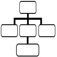 This illustration showcases a hierarchical structure represented by interconnected rectangular boxes, featuring a bold, black outline against a stark white background, ideal for organization... vector