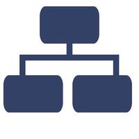 Abstract illustration of a hierarchical structure represented by interconnected rounded rectangular shapes in a muted blue color palette. vector