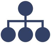 Abstract illustration of a hierarchical structure represented by interconnected circles in a dark blue color scheme, suitable for organizational charts or network diagrams. vector