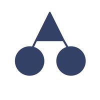 Abstract illustration featuring a minimalist design of two circles connected by a triangle, rendered in a sophisticated dark blue hue against a stark white background. vector