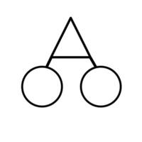 Abstract illustration of two circles connected by a triangle, representing a minimalist geometric concept with bold lines and a clean design. vector