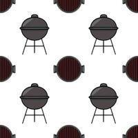 Seamless pattern featuring a stylish illustration of charcoal grills and their grates, perfect for BBQthemed designs. vector