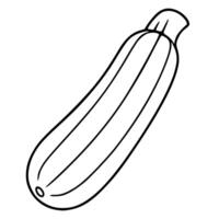 A illustration of a single zucchini, depicted in a simple, hand drawn style with bold black outlines against a white background, showcasing its elongated shape and characteristic ribbed text... vector