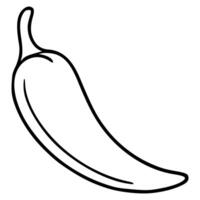 A illustration of a single chili pepper, depicted in a bold, hand drawn style with a clean, minimalist aesthetic, featuring a curved, elongated shape and a defined stem. vector