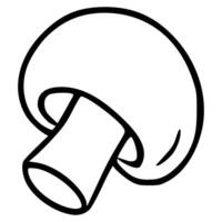 A illustration of a single mushroom, depicted in a bold, hand drawn style with a thick black outline, showcasing its cap and stem in a simple yet expressive manner. vector