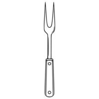 A detailed illustration of a simple, elegant meat fork with a wooden handle, perfect for culinary designs and kitchen related projects. vector