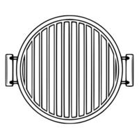 Top view illustration of a round grill grate with parallel bars and side handles, perfect for BBQ design or kitchenware illustrations. vector