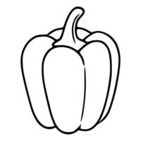 A illustration of a bell pepper, characterized by its bold black outline and simplified, cartoonish style, ideal for culinary designs or childrens books. vector