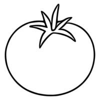 Simple illustration of a tomato with a detailed stem, perfect for minimalist designs and healthy food concepts. vector