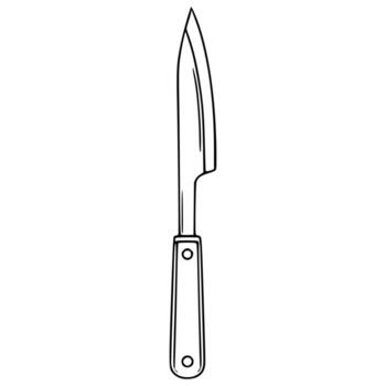 A detailed illustration of a kitchen knife with a wooden handle, featuring a sharp pointed blade and simple, clean lines, suitable for culinary designs or graphic projects. vector