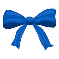A vibrant illustration of a single, bold blue ribbon bow, meticulously detailed with subtle shading and a glossy texture, ideal for festive designs or gift wrapping imagery. vector