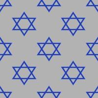 Seamless pattern of blue Star of David symbols on a gray background, ideal for Hanukkah or Jewishthemed designs. vector