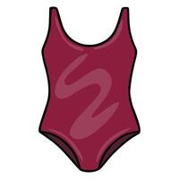 A illustration of a maroon onepiece swimsuit with a stylized abstract wavy pattern, showcasing a simple yet stylish design perfect for summer fashion graphics. vector