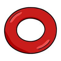 Vibrant Red Illustration of a Simple Inflatable Ring, Perfect for Summer Designs and Projects vector