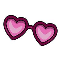 illustration of heartshaped sunglasses in pink and purple shades, featuring a unique gradient fill and bold outlines, ideal for fashion or Valentines Day designs. vector