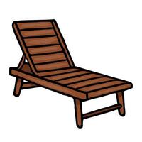 A illustration of a simple, brown wooden chaise lounge, perfect for summer designs and beachthemed projects, showcasing a handdrawn style with bold outlines and rich color. vector