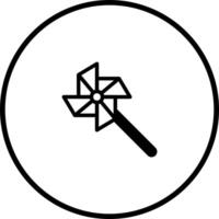 illustration of a black and white pinwheel toy inside a circle for playful designs or minimalist themed graphics vector