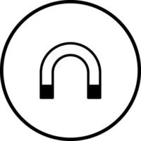 Symbolic representation of attraction and magnetism with a simple horseshoe magnet surrounded by a circle showcasing core science concepts vector