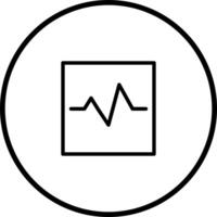 Simple electrocardiogram illustration showcasing cardiac activity and representing a heartbeat on square framed round button vector