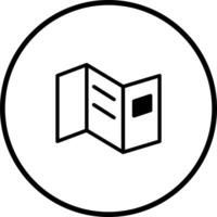 Outline of a brochure or leaflet inside a circle icon graphic design element for presentation vector