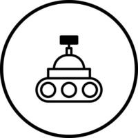 Monochrome robotic vehicle icon design conveys automated exploration and technological advancement representing innovation within scientific fields vector