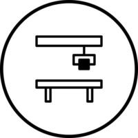 Minimalistic industrial machine outline illustration for manufacturing processes and technological advancement with a circular frame vector