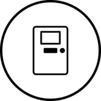 Minimalistic door icon within a circular frame symbolizing entry access or a portal vector