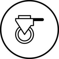 Minimalist wheelbarrow icon design in a circle showcases equipment used to carry loads for gardening vector