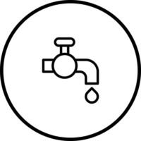 minimalist water tap icon representing conservation and sustainability in a circular frame and clean design vector