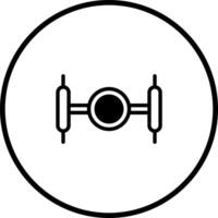 Minimalist vehicle axle design showcasing engineering precision and vehicular mechanics within a clean circular frame vector