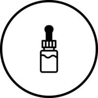 Minimalist illustration of a dropper bottle containing liquid within a circular frame design for health and beauty vector