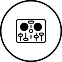 Minimalist icon of a dj mixing console enclosed within a circular border for creative purposes vector