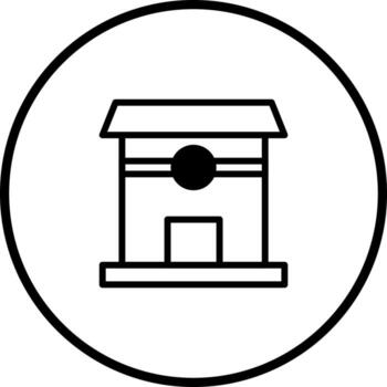 Minimalist house icon within a circle offering simple representation of home and architecture in clean design vector