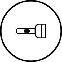 Minimalist flashlight icon in black and white showcasing simple technology with a round design featuring light source vector