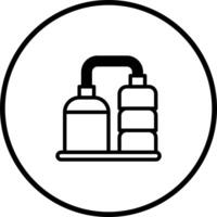 Minimalist design of industrial factory icon inside a circle depicting modern production process and plant illustration vector