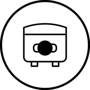 Minimalist depiction of a rice cooker within a circular frame illustration concept with clean lines vector