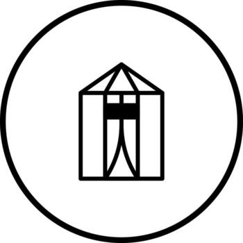 minimalista construcción icono diseño exhibiendo arquitectónico estructura y sencillo estético dentro un circular marco crea visual sencillez vector