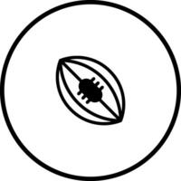 Minimalist cocoa bean icon representing organic food source and chocolate creation process in isolated round frame vector