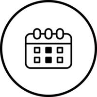 Minimalist calendar icon inside a black circle representing schedule planning appointment and important date reminder concept vector
