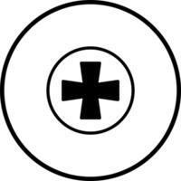 Minimalist black and white cross in a circle logo design for medical healthcare symbol vector