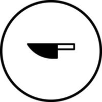 Minimalist black and white circular icon featuring a stylized kitchen knife illustration centered in frame graphic vector