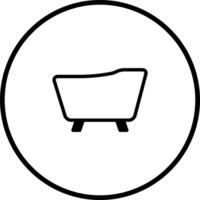 Minimalist bathroom symbol of a bathtub icon inside a circle for web design projects vector