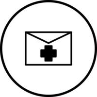 Medical communication and healthcare services icon with envelope and plus sign in circular frame showing digital concept vector