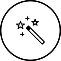 Magical wand illustration within a circle casting spells a minimalist design for digital enchantment and creativity vector