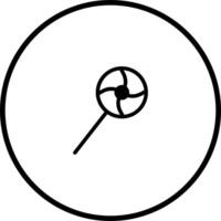 Lollipop icon illustration featuring circular candy with swirling design inside a outlined circle shape vector