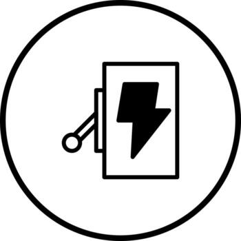 Illustration showcasing electricity switch concept within a circular frame and a symbolic representation of power vector