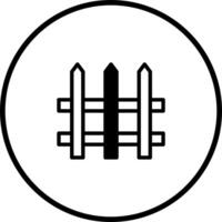 Illustration of a traditional wooden fence in a circular frame creating a symbolic barrier vector